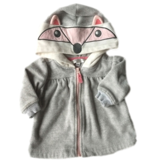 Fox Fleece Zip-up Baby Girl Hoodie * 0-3M - Picture 1 of 4